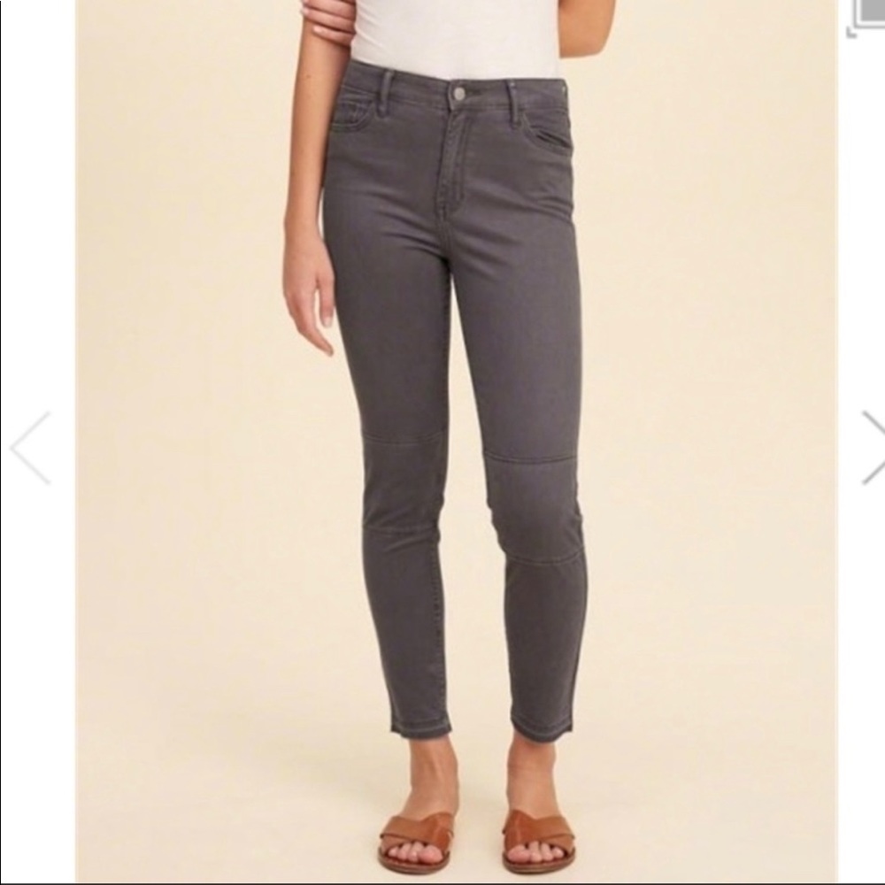 Hollister crop high rise moto pants